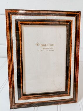 Natalini Hand Made in Italy Brown Marquetry Photo Picture Frame 4x6